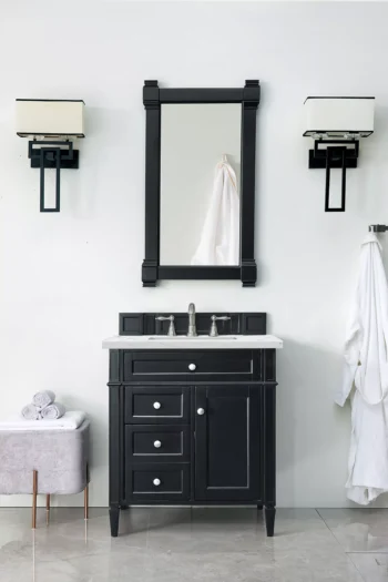 Brittany 30" Single Vanity, Black Onyx, w/ 3 CM Ethereal Noctis Quartz Top - Image 2