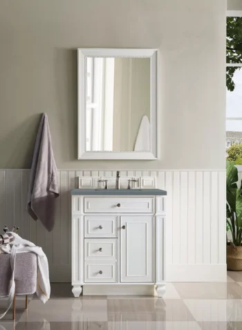 Bristol 30" Single Vanity, Bright White w/ 3 CM Cala Blue Top - Image 2