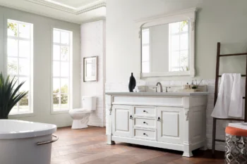 Brookfield 60" Single Vanity, Bright White w/ 3 CM Eternal Serena Quartz Top - Image 3