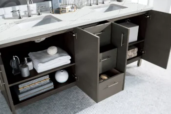 Metropolitan 72" Double Vanity, Silver Oak w/ 3 CM Ethereal Noctis Quartz Top - Image 4