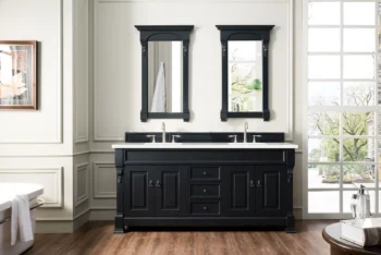 Brookfield 72" Double Vanity, Antique Black w/ 3 CM Eternal Serena Quartz Top - Image 2