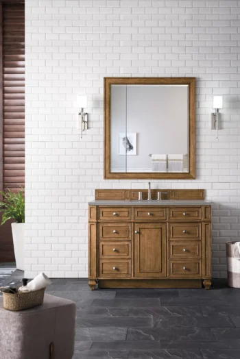 Bristol 48" Single Vanity, Saddle Brown w/ 3 CM Grey Expo Quartz Top - Image 2