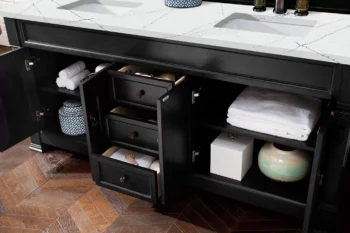 Brookfield 72" Double Vanity, Antique Black w/ 3 CM Ethereal Noctis Quartz Top - Image 4
