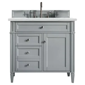 Brittany 36″ Single Vanity, Urban Gray w/ 3 CM Ethereal Noctis Quartz Top