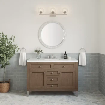 Chicago 48" Single Vanity, Whitewashed Walnut w/ 3 CM White Zeus Quartz Top - Image 2