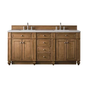 Bristol 72″ Double Vanity, Saddle Brown w/ 3 CM Eternal Serena Quartz Top