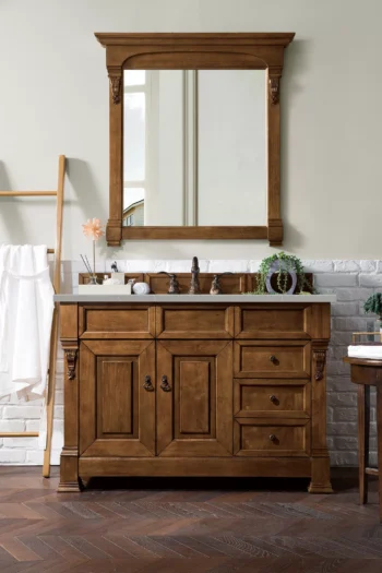Brookfield 48" Single Vanity, Country Oak w/ 3 CM Eternal Serena Quartz Top - Image 2