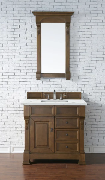 Brookfield 36" Single Vanity, Country Oak w/ 3 CM Ethereal Noctis Quartz Top - Image 2