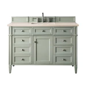 Brittany 48″ Single Vanity, Sage Green w/ 3 CM Eternal Marfil Quartz Top