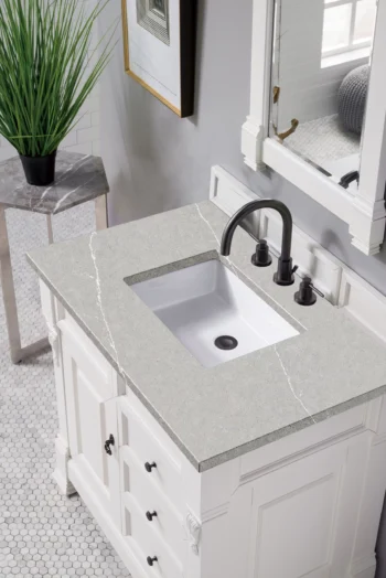 Brookfield 36" Single Vanity, Bright White w/ 3 CM Eternal Serena Quartz Top - Image 3