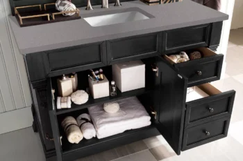 Brookfield 48" Single Vanity, Antique Black w/ 3 CM Grey Expo Quartz Top - Image 4