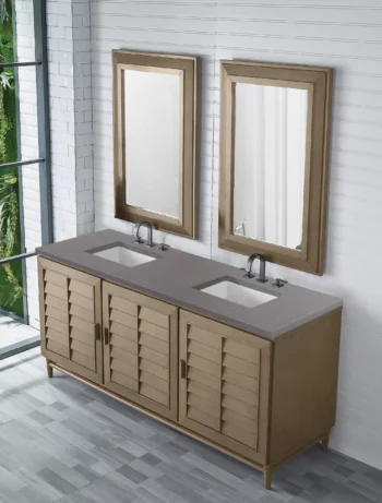 Portland 72" Double Vanity Whitewashed Walnut w/ 3 CM Grey Expo Quartz Top - Image 3