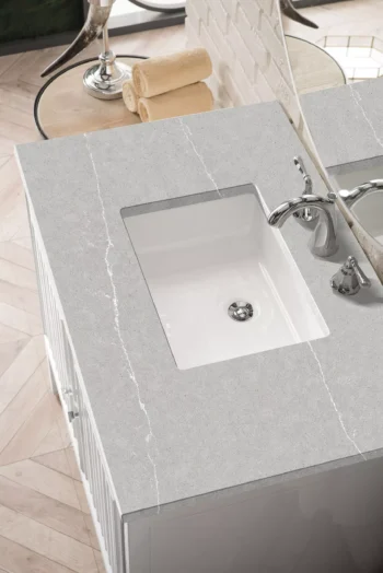 Athens 36" Single Vanity, Glossy White w/ 3 CM Eternal Serena Top - Image 4