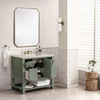 Breckenridge 36" Single Vanity, Smokey Celadon w/ 3 CM Eternal Marfil Top - Image 4