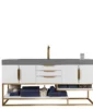 Columbia 72″ Single Vanity, Glossy White, Radiant Gold w/ Dusk Grey Glossy Composite Stone Top