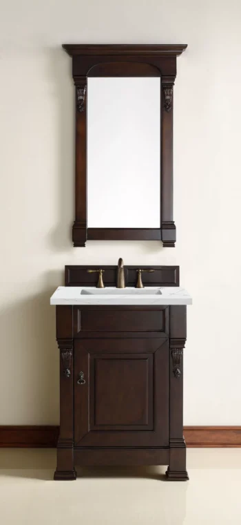 Brookfield 26" Single Vanity, Burnished Mahogany w/ 3 CM Ethereal Noctis Quartz Top - Image 4