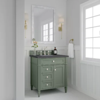 Brittany 30" Single Vanity, Smokey Celadon w/ 3 CM Charcoal Soapstone Top - Image 4