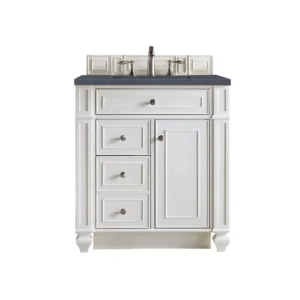 Bristol 30″ Single Vanity, Bright White w/ 3 CM Charcoal Soapstone Quartz Top