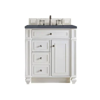 Bristol 30" Single Vanity, Bright White w/ 3 CM Charcoal Soapstone Quartz Top