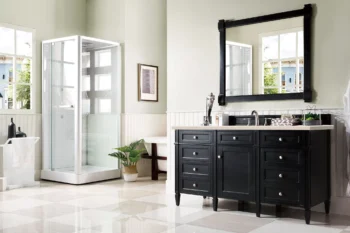 Brittany 60" Single Vanity, Black Onyx, w/ 3 CM Eternal Marfil Quartz Top - Image 3