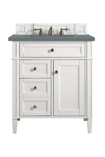 Brittany 30" Single Vanity, Bright White, w/ 3 CM Cala Blue Top