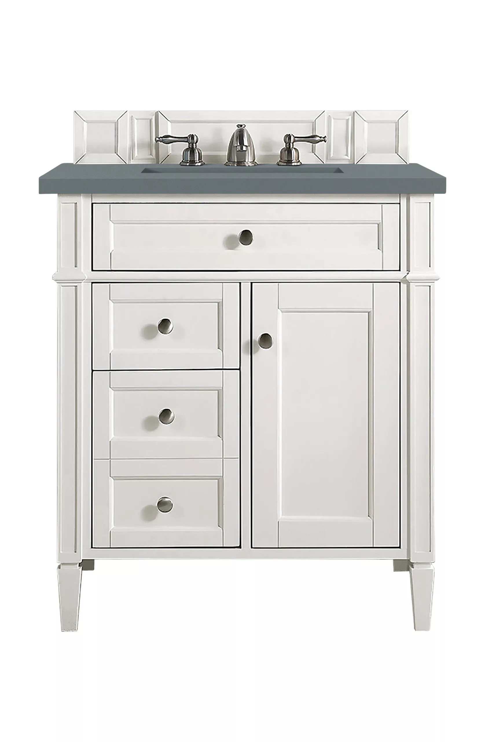 Brittany 30" Single Vanity, Bright White, w/ 3 CM Cala Blue Top