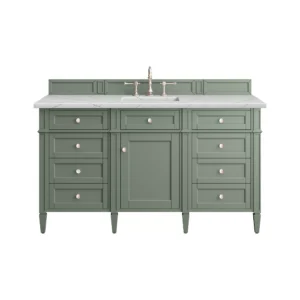 Brittany 60″ Single Vanity, Smokey Celadon w/ 3 CM Ethereal Noctis Top