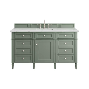 Brittany 60" Single Vanity, Smokey Celadon w/ 3 CM Ethereal Noctis Top