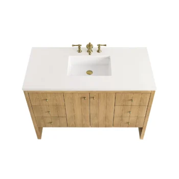 Hudson 48" Single Vanity, Light Natural Oak w/ 3 CM White Zeus Top - Image 7