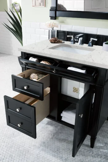 Brittany 36" Single Vanity, Black Onyx w/ 3 CM Eternal Jasmine Pearl Quartz Top - Image 4