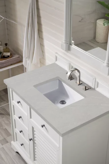 Savannah 36" Single Vanity, Bright White w/ 3 CM Eternal Serena Quartz Top - Image 3