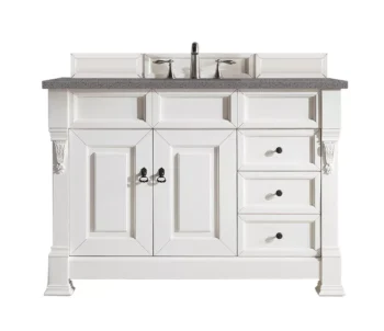 Brookfield 48" Single Vanity, Bright White w/ 3 CM Grey Expo Quartz Top
