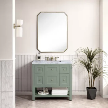 Breckenridge 36" Single Vanity, Smokey Celadon w/ 3 CM Carrara Marble Top - Image 2