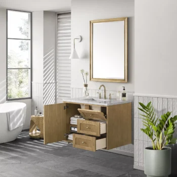 Laurent 36" Single Vanity, Light Natural Oak w/ 3 CM Eternal Jasmine Pearl Top - Image 6