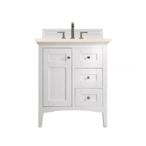 Palisades 30″ Single Vanity, Bright White w/ 3 CM Eternal Marfil Quartz Top