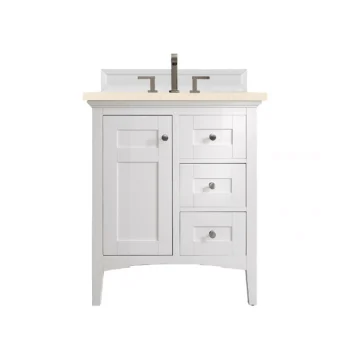 Palisades 30" Single Vanity, Bright White w/ 3 CM Eternal Marfil Quartz Top