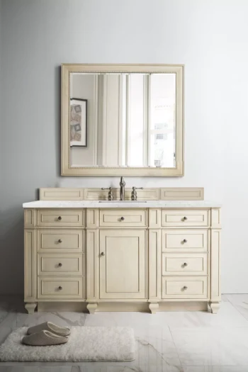 Bristol 60" Single Vanity, Vintage Vanilla w/ 3 CM Eternal Jasmine Pearl Quartz Top - Image 2