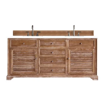 Savannah 72" Double Vanity, Driftwood w/ 3 CM White Zeus Quartz Top