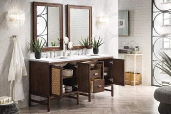 Addison 72" Double Vanity, Mid-Century Acacia w/ 3 CM White Zeus Quartz Top - Image 4
