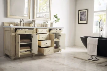 Bristol 72" Double Vanity, Vintage Vanilla w/ 3 CM Ethereal Noctis Quartz Top - Image 3