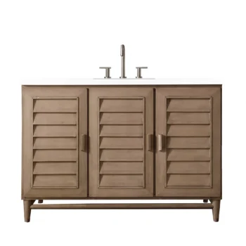 Portland 48" Single Vanity Whitewashed Walnut w/ 3 CM White Zeus Quartz Top