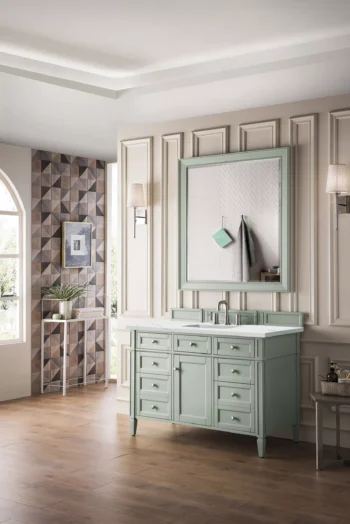 Brittany 48" Single Vanity, Sage Green w/ 3 CM Ethereal Noctis Quartz Top - Image 3