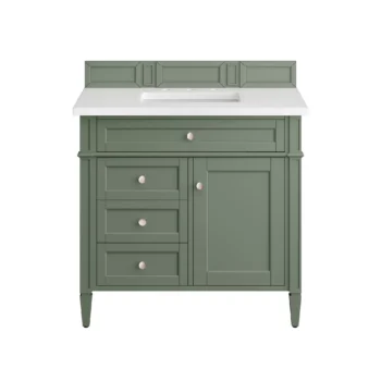 Brittany 36" Single Vanity, Smokey Celadon w/ 3 CM White Zeus Top - Image 2