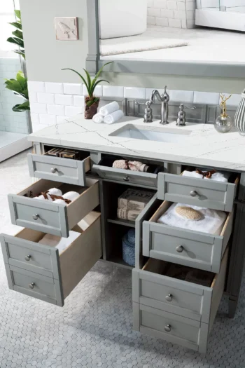 Brittany 48" Single Vanity, Urban Gray w/ 3 CM Ethereal Noctis Quartz Top - Image 5