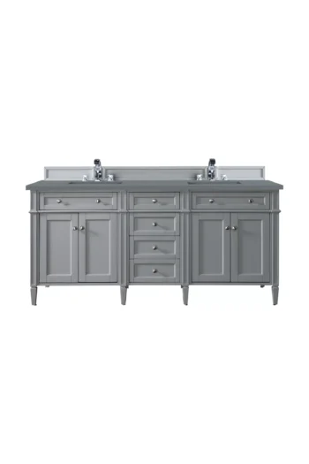 Brittany 72" Double Vanity, Urban Gray w/ 3 CM Cala Blue Top