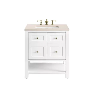 Breckenridge 30″ Single Vanity, Bright White w/ 3 CM Eternal Marfil Top