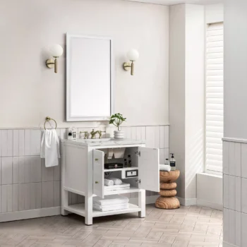 Breckenridge 30" Single Vanity, Bright White w/ 3 CM Ethereal Noctis Top - Image 4