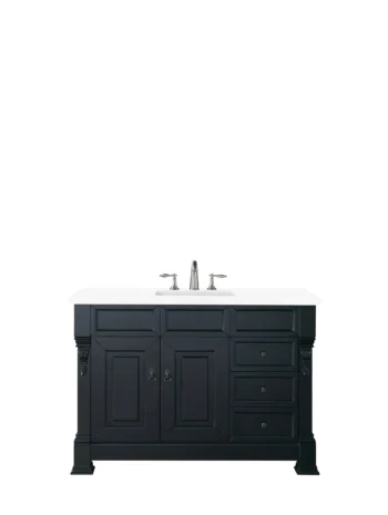 Brookfield 48" Single Vanity, Antique Black w/ 3 CM White Zeus Quartz Top
