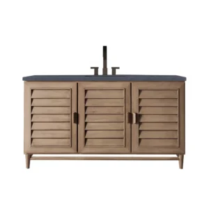 Portland 60″ Single Vanity Whitewashed Walnut w/ 3 CM Charcoal Soapstone Quartz Top