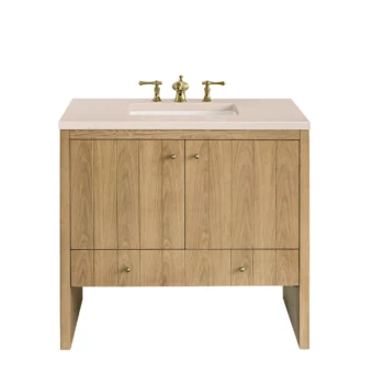 Hudson 36" Single Vanity, Light Natural Oak w/ 3 CM Eternal Marfil Top